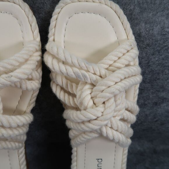 Abound Shoes Womens 5 Sandal Slides Flat Casual Rope Knot Straps White Slip On - Picture 7 of 13